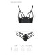 Комплект из эко-кожи с люверсами и ремешками Passion MALWIA BIKINI S/M, black, бра и трусики