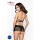 Прозрачная сорочка с открытой спиной Passion MARESOL CHEMISE S/M, black, трусики