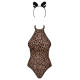 Эротический костюм леопарда Obsessive Leocatia teddy L/XL, боди, обруч с ушками
