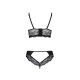 Комплект из эко-кожи с кружевом Passion LOONA SET XXL/XXXL, black, бра и трусики