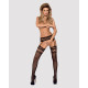 Чулки-стокинги с комбинированной сеткой Obsessive Garter stockings S214 S/M/L, черные, имитация гарт