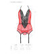 Корсет с пажами для чулок Passion PEONIA CORSET XXL/XXXL red стринги
