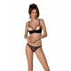 Эротический комплект Passion MARINA SET WITH OPEN BRA, S/M, black, открытые чашки
