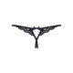 Кружевные танга с двумя отверстиями Obsessive 831-THC-1 crotchless thong L/XL, черные, бантики