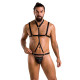 Комплект мужского белья из стреп Passion 039 SET ANDREW S/M Black, стринги, шлейка