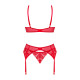 Комплект Obsessive Ingridia 3-pcs set XL/2XL, красный, бюстгальтер, стринги, пояс