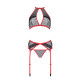 Комплект белья Passion SATARA SET S/M red, топ, пояс для чулок, стринги