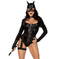 Эротический костюм кошечки Leg Avenue Fierce Feline L, боди, пояс с подвязкой, маска кошки
