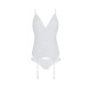 Корсет с пажами, трусики с ажурным декором и открытым шагом Passion URSULA CORSET S/M, white