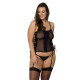 Сетчатый корсет из экокожи Passion MALWIA CORSET 4XL/5XL black, с люверсами и съемными пажами