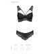 Комплект из эко-кожи с кружевом Passion LOONA SET L/XL, black, бра и трусики