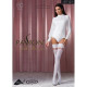 Чулки Passion ST121 1/2 white, на ажурной силиконовой резинке, с цветочным орнаментом и вертикальным