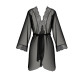 Пеньюар Passion AMBERLY PEIGNOIR 6XL/7XL, black, ажурные декольте и манжеты, широкие рукава