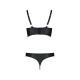 Комплект з екошкіри з люверсами та ремінцями Passion MALWIA BIKINI XXL/XXXL, black, бра та трусики