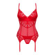 Комплект корсет та стрінги Obsessive Ingridia corset & thong M/L, червоний
