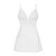 Сатиновый пеньюар с кружевом Obsessive 810-BAB-2 babydoll & thong L/XL, белый, пеньюар, танга