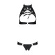 Комплект из экокожи Passion MALWIA SET with Open Bra 6XL/7XL black, топ и трусики с люверсами