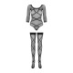 Бодистокинг Obsessive Bodystocking G320 S/M/L, чулки, боди, декор в виде линий