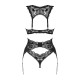 Комплект белья Obsessive Donna Dream 3-pcs set XS/S Black, бюстгальтер, стринги, пояс для чулок