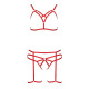 Комплект белья Passion Exclusive MAGALI SET OpenBra XXL/XXXL, red, стрепы, лиф, трусики и пояс
