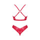 Комплект білизни Obsessive Lacelove cupless 2-pcs set XL/2XL Red, відкритий доступ, відкриті груди