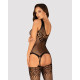 Бодистокинг Obsessive Bodystocking G323 XL/XXL black, рисунок пчелы и бабочки