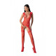 Бодистокинг с плетением на груди Passion BS099 One Size, red, открытый доступ, имитация подвязок