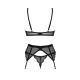 Комплект Obsessive Chemeris 3-pcs set XS/S, стринги, пояс для чулок, бюстгальтер