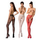 Эротические колготки-бодистокинг Passion S010 white, с доступом, геометрический рисунок