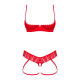 Комплект Obsessive Ingridia 2-pcs crotchless set M/L, червоний, з доступом, відкриті груди