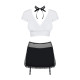 Эротический костюм секретарши Obsessive Secretary suit 5pcs black S/M, черно-белый, топ, юбка, стрин