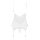 Сатиновый кружевной корсет Obsessive 810-COR-2 babydoll & thong S/M, белый, корсет, танга