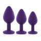 Набор анальных пробок с кристаллом Rianne S: Booty Plug Set Purple, диаметр 2,7см, 3,5см, 4,1см