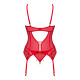 Комплект корсет и стринги Obsessive Ingridia corset & thong XS/S, красный