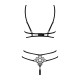 Эротический комплект из стреп Obsessive Badossa 2-pcs set S/M, черный, с доступом, бюстгальтер, стри