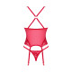 Прозрачный корсет Obsessive Lacelove corset M/L Red, кружево, подвязки для чулок