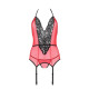 Корсет с пажами для чулок Passion PEONIA CORSET L/XL red, стринги
