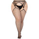 Чулки Leg Avenue Stokings with O-ring Attached Garter Belt Black 1X/2X