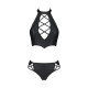 Комплект из экокожи Passion NANACY BIKINI 6XL/7XL black, бра и трусики с имитацией шнуровки