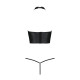 Комплект белья с открытой грудью Passion GENEVIA SET WITH OPEN BRA XXL/XXXL black, корсет, стринги