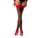 Чулки Passion ST120 1/2 black-red, на ажурной силиконовой резинке, с изысканным декором и люрекс