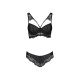 Комплект из эко-кожи с кружевом Passion LOONA SET L/XL, black, бра и трусики