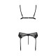 Комплект белья Passion NESSY SET S/M black, бюстгальтер, пояс для чулок, стринги