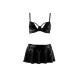 Комплект белья под латекс Passion DEBY SET L/XL, black, лиф, мини-юбочка, стринги