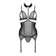Корсет с открытой грудью Passion DOMINICA CORSET XXL/XXXL black, пажи для чулок, стринги