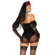 Эротический костюм черной невесты Leg Avenue Heartbreak Bride XS, боди, рукава, вуаль, чокер