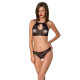 Комплект: бра, трусики с ажурным декором и открытым шагом Passion URSULA SET XXL/XXXL, black