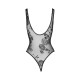Боді Noir Handmade F242 Tulle body with patterned flock embroidery - L