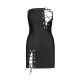 Мини-платье из экокожи Passion CELINE CHEMISE S/M, black, шнуровка, трусики в комплекте