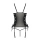 Сітчастий корсет з люверсами та знімними пажами Passion MALWIA CORSET S/M, black, екошкіра, стрінги